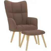 vidaXL Fauteuil relax avec pouf Marron Tissu
