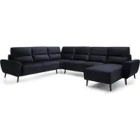 Domo DomoHome Canapé d'angle rembourré BOSCO en forme de U, tissu monolithique, autoportant, avec appuie-tête réglables, canapé pour la famille, taille : 340x270x98cm, couleur : anthracite