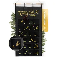 Merkloos Calendrier de l'Avent XXL - Noir et or - 70 x 130 cm avec 24 compartiments