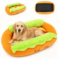 Merkloos Coussin pour chien en forme de hot-dog - Amovible et lavable