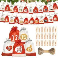 Merkloos 24 sacs de Noël - Calendrier de l'Avent à remplir