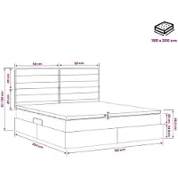 vidaXL Lit de rangement avec matelas Crème 180 x 200 cm Tissu