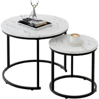 Merkloos Ensemble de 2 tables rondes de salon au design élégant