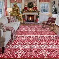 Merkloos Tapis de Noël lavable, dimensions 200 x 300 cm, motif flocons de neige