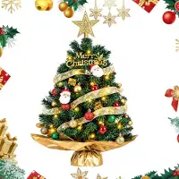 Merkloos Arbre de Noël artificiel, petit et décoré, idéal pour une table