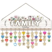 Merkloos Calendrier de souvenirs d'anniversaire en bois - Fleurs sauvages