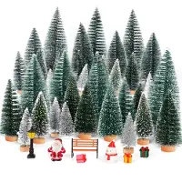Merkloos Miniature sapins de Noël, ensemble de 18 pièces, pour la décoration