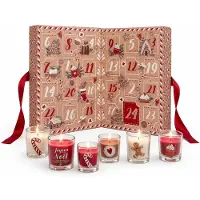Merkloos Calendrier de l'Avent avec bougies parfumées - 24 jours de décoration festive - Rouge