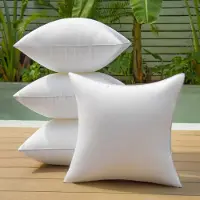 Merkloos Coussins d'extérieur imperméables - Lot de 4 coussins décoratifs pour meubles de jardin et bancs - 55x55 cm - Blanc