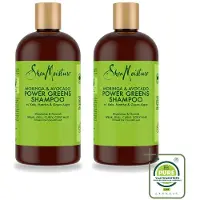 Shea Moisture 2 x Shampooing Power Greens Moringa & Avocat, 384 ml - Grand format - 2 pièces