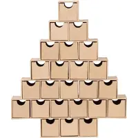 OEM Calendrier de l'Avent en papier mâché, sapin de Noël, dimensions : 30 x 5 x 35 cm, couleur : marron