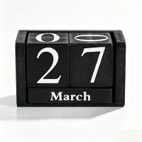Merkloos Calendrier mural en bois, calendrier perpétuel, affichage du mois et de la date, idéal pour le bureau