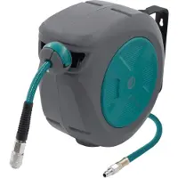 Merkloos Bobine automatique pour tuyau d'arrosage, longueur de tuyau de 10 mètres, tuyau d'alimentation de 1 mètre, pour atelier