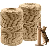 Merkloos Corde en sisal de 6 mm d'épaisseur, longueur de 50 mètres, idéale pour les arbres à chat et les panneaux griffoirs pour chats