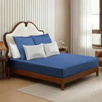 Merkloos Ensemble de draps en satin, 3 pièces, 160 x 200 cm, comprenant 2 taies d'oreiller, pour chambre à coucher