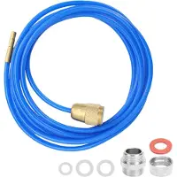 Merkloos Tuyau de nettoyage de canalisations, longueur 3 mètres, buse en laiton, couleur bleue, compatible avec les tuyaux de diamètre M22, M24 et 1/2 pouce