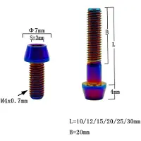 Merkloos Vis M4 x 0,7 x 10 mm, à tête hexagonale interne conique, lot de 5, pour guidons de vélo
