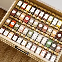 Merkloos Ensemble de pots à épices, 24 pièces, capacité de 120 ml, forme carrée, avec couvercles et étiquettes, pour la cuisine