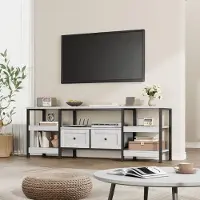 Selius Meuble TV industriel - 160 x 40 x 65 cm - Métal et bois - Meuble pour salon