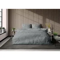 Merkloos Housse de couette en velours, gris, 200x200/220 cm, pour chambre à coucher