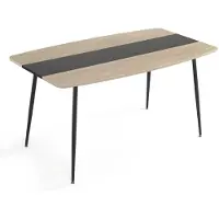 OEM Table de salle à manger, dimensions 150x85 cm, en chêne, avec plateau en verre et structure métallique, pour 4 à 6 personnes