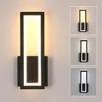 COMELY Applique murale LED Osairous, design moderne, 16W, 1800 lumens, abat-jour en acrylique, couleur noire