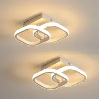COMELY , lot de 2 plafonniers LED modernes, 22W, 2700 lumens, petits plafonniers LED carrés, éclairage intérieur pour chambre, salon, couloir, lumière chaude 3000K, blanc, 24 cm