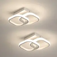 COMELY , lot de 2 plafonniers LED modernes, 24W, 2700 lumens, petits plafonniers LED carrés, éclairage intérieur pour chambre, salon, couloir, lumière naturelle 4500K, blanc, 24 cm