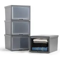 IRIS OHYAMA Ensemble de 4 tiroirs en plastique empilables , capacité de 40 litres, idéal pour l'organisation de placards
