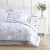 OEM Ensemble de housses de couette Queen, en coton, réversible, bleu, 3 pièces