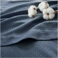 OEM Couverture en coton 100 % égyptien, tissage nid d'abeille, dimensions 90 x 90 pouces, couleur bleue, légère