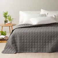 OEM Housse de couette matelassée, design moderne, unie, pour lit simple, couleur gris, 100% polyester