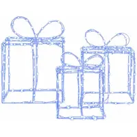 vidaXL Boîtes cadeaux de Noël illuminées LOVIISA, lot de 3, 360 LED
