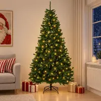 Syfax Arbre de Noël artificiel pliable, 210 cm, 300 LED