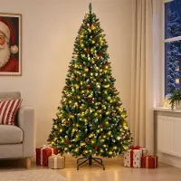 Syfax Arbre de Noël artificiel pliable, 240 cm, 300 LED