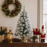 Syfax Mini sapin de Noël, 60 cm, en PVC, vert et blanc