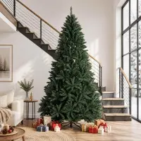 Syfax Arbre de Noël artificiel pliable, 300 cm, PVC, vert foncé