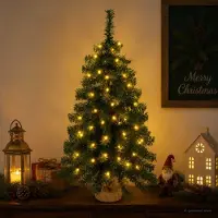 Syfax Mini sapin de Noël, 60 cm, 25 LED, lumière blanche chaude, PVC, couleur verte