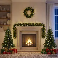 Syfax Mini-sapin de Noël, 120 cm, 275 LED, lumière blanche chaude, PVC, couleur verte
