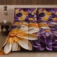 OEM Couverture d'hiver, 270 x 260 cm, en microfibre, 300 g/m², motif floral