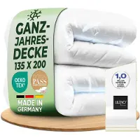 OEM Couette simple 135x200 cm, couverture toute saison, garnissage : 90% plumes, 10% duvet, Oeko-Tex