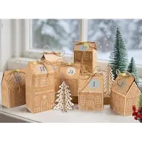 Dripio Calendrier de l'Avent à remplir, 24 mini-maisons en pain d'épices à décorer, en papier kraft