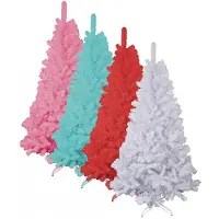 BURI arbre de Noël artificiel blanc, bleu, rouge, rose 120-210cm, Couleur:blanc, Taille:210cm