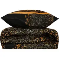 L'essentiel Maison , Osmanlı - Yellow, linge de lit, noir, coton, 240 x 220 cm