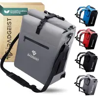 RADGEIST Sac de vélo 3-en-1 pour porte-bagages - 25 litres - Gris - Compartiment pour ordinateur portable - Imperméable