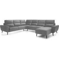 Domo DomoHome Canapé d'angle rembourré BOSCO en forme de U, tissu monolithique, indépendant, avec appuie-tête réglables, canapé pour la famille, taille : 340x270x98cm, couleur : frêne