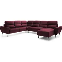 Domo DomoHome Canapé d'angle rembourré BOSCO en forme de U, tissu monolithique, indépendant, avec appuie-tête réglables, canapé pour la famille, taille : 340x270x98cm, couleur : rouge bordeaux