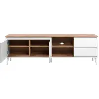 CALICOSY - Meuble TV 2 portes, 2 niches et 2 tiroirsReproduction chêne L186 cm - Zamos