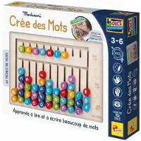 Lisciani Giochi Compose-mots - Jeu Montessori - MONTESSORI - Tableau en Bois, Lettres et Chiffres Magnétiques