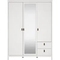 CALICOSY - Armoire 3 portes dont 1 miroir et 2 tiroirs blanc L150 cm - BARCELONE